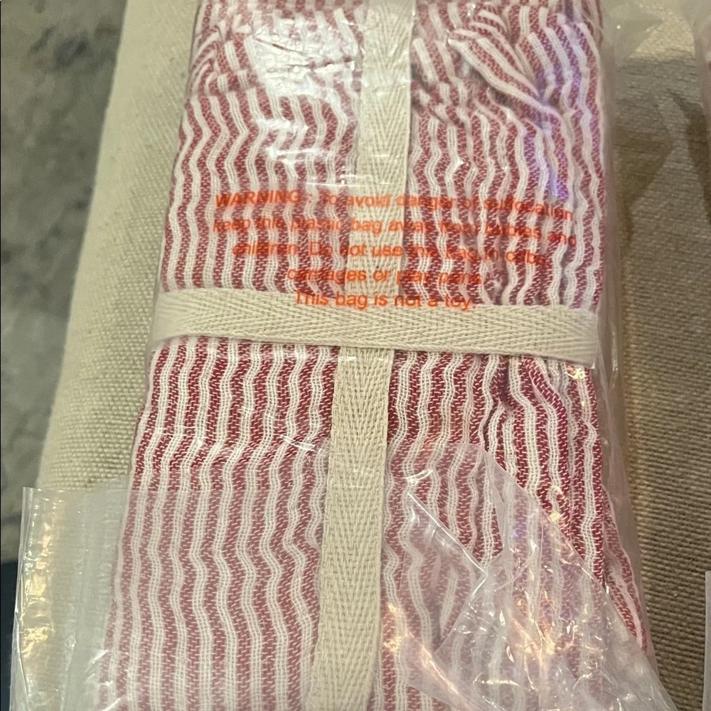 Creative Co-Op Red & White Ticking Stripe Napkins/NWT/Set of 4